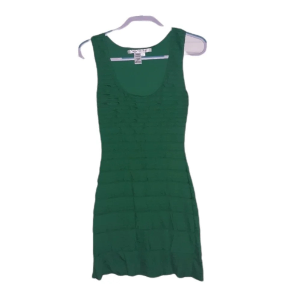 Green Ruffle Tiered Sheath Dress - Picture 2 of 7